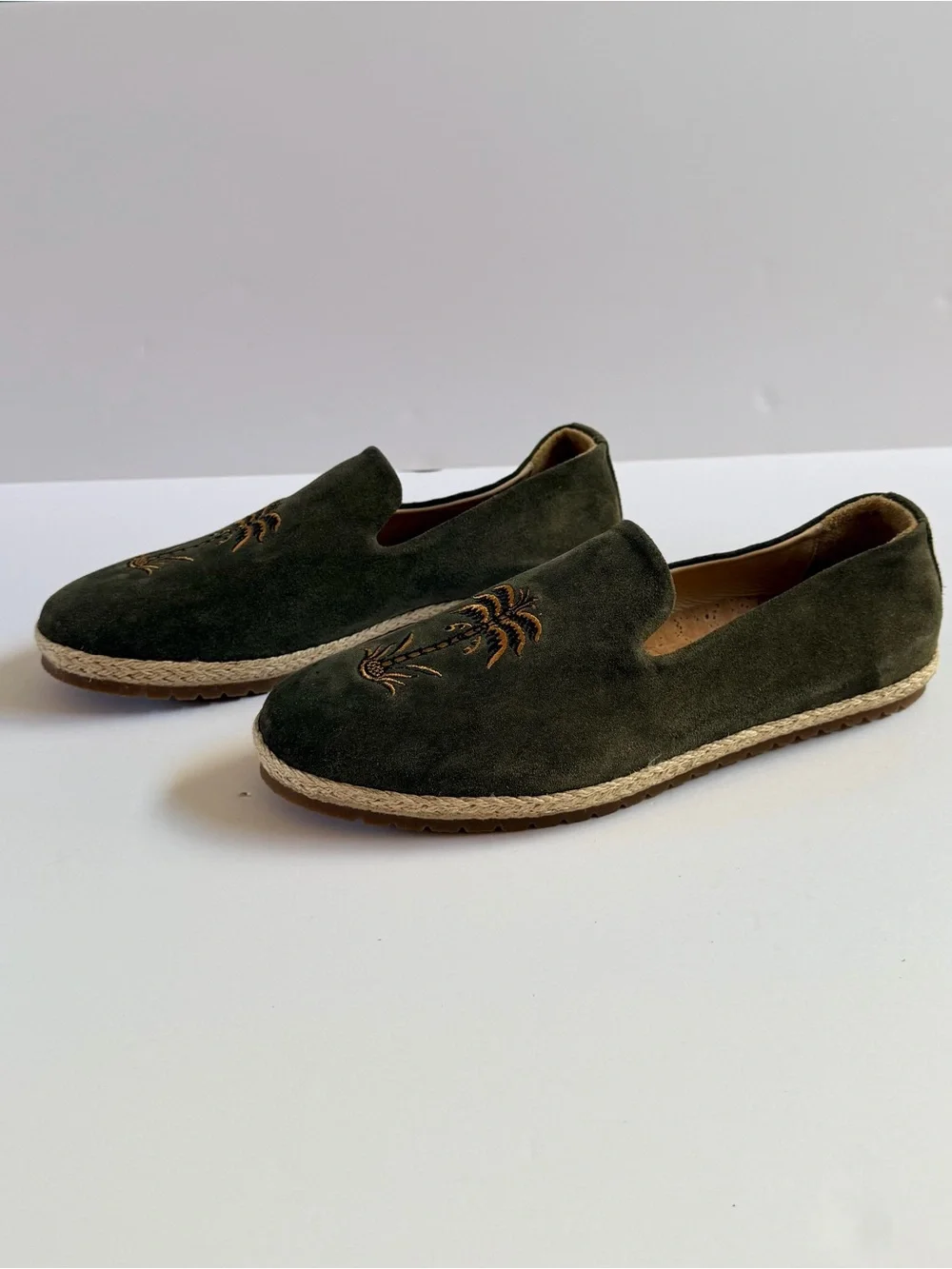 Parara Palm Smoking Slipper Size 10 Green Slip On Shoes